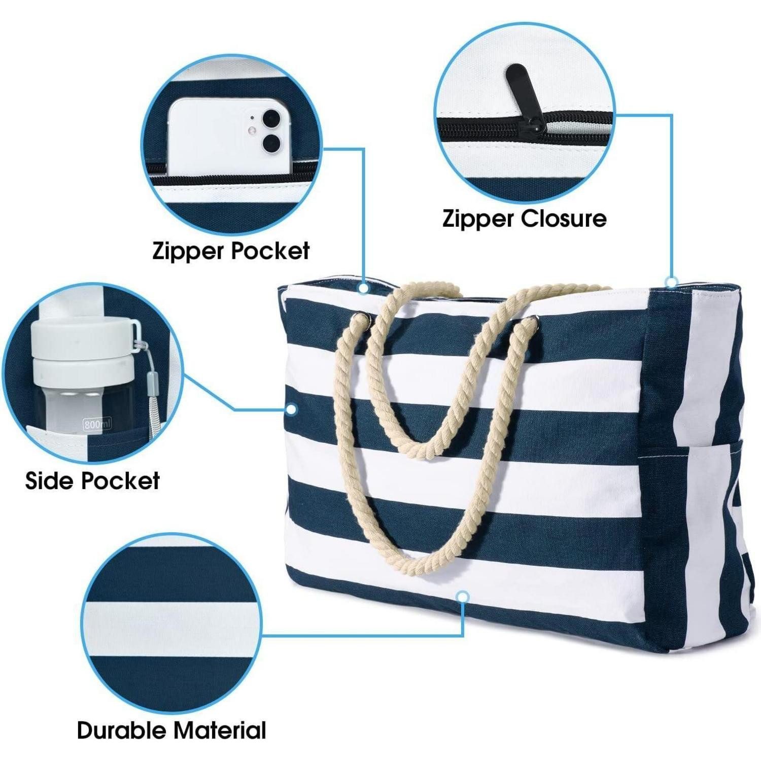 LuxusKollektion Strandtasche Wasserdichte Große Strandtasche mit Reißversch günstig online kaufen