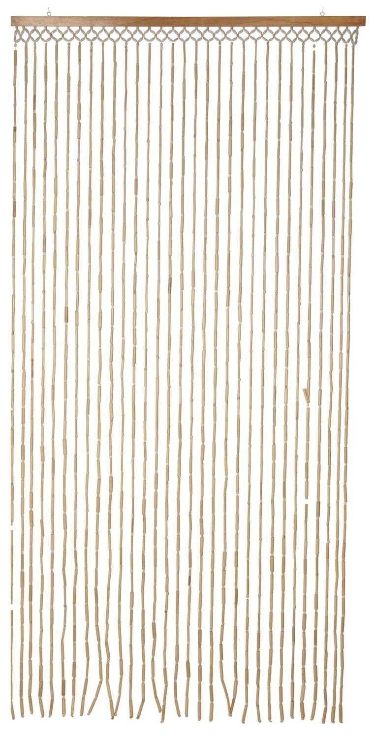 Türvorhang KOSTA, 90 x 180 cm, Braun, Baumwolle, Bambus, Hakenaufhängung,  transparent, mit Aufhängungen