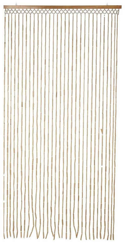 Türvorhang KOSTA, 90 x 180 cm, Braun, Baumwolle, Bambus, Hakenaufhängung, transparent, mit Aufhängungen