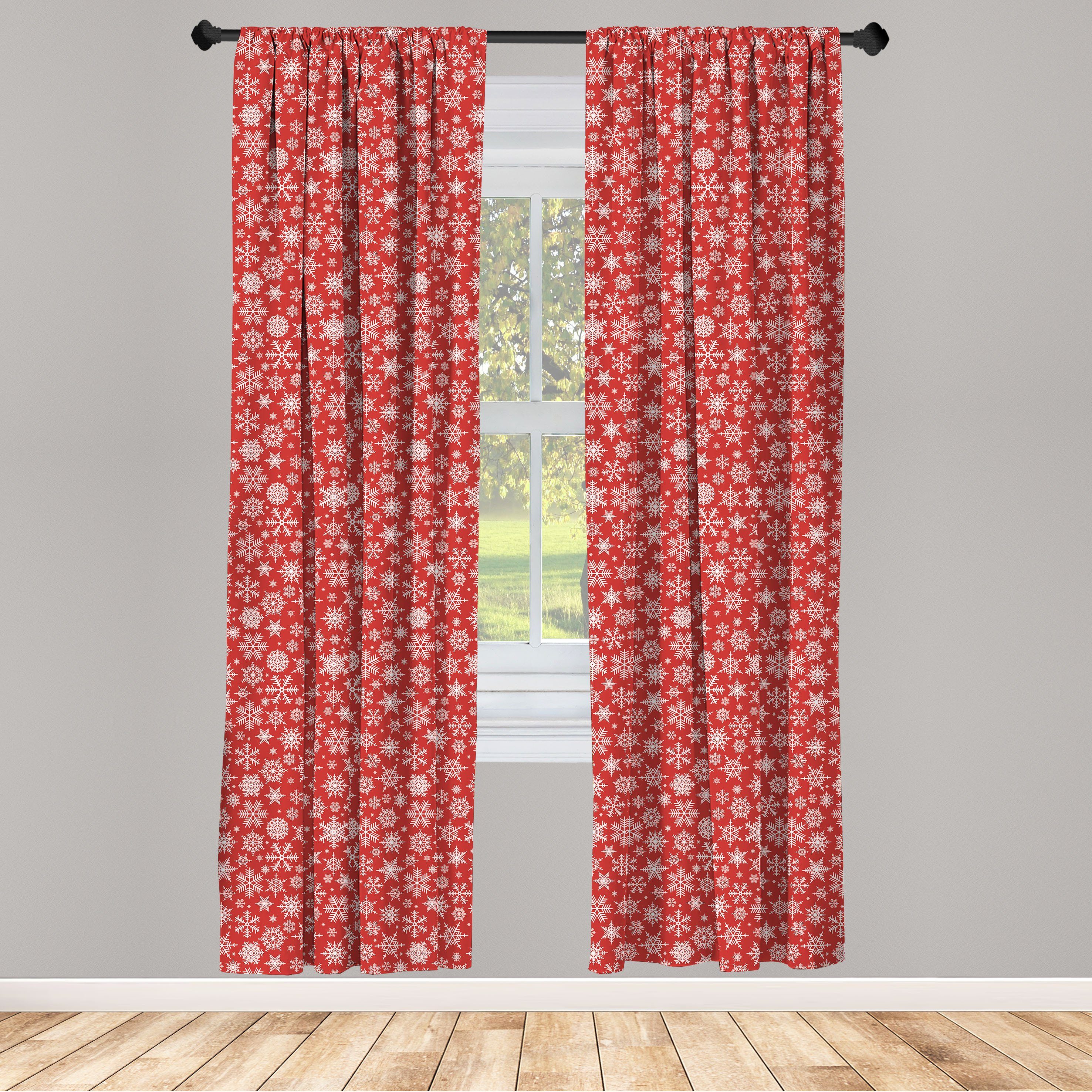 Gardine Vorhang für Wohnzimmer Schlafzimmer Dekor, Abakuhaus, Microfaser, rot Verschiedene Schneeflocke-Winter