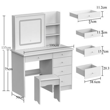 FUFU&GAGA Schminktisch mit Beleuchtung, Breite 100 cm