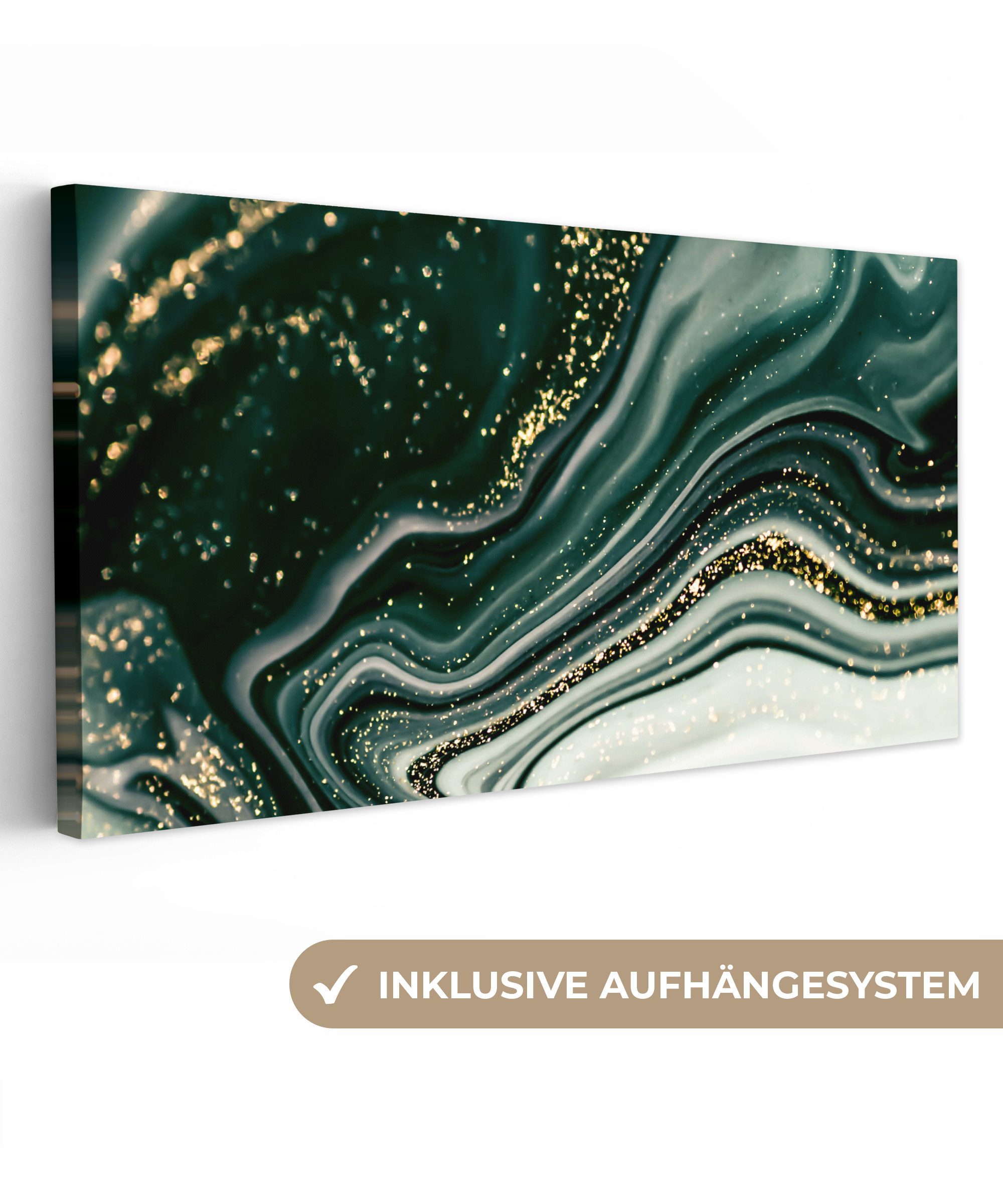 OneMillionCanvasses® Leinwandbild Panorama Marmoroptik - Gold günstig online kaufen