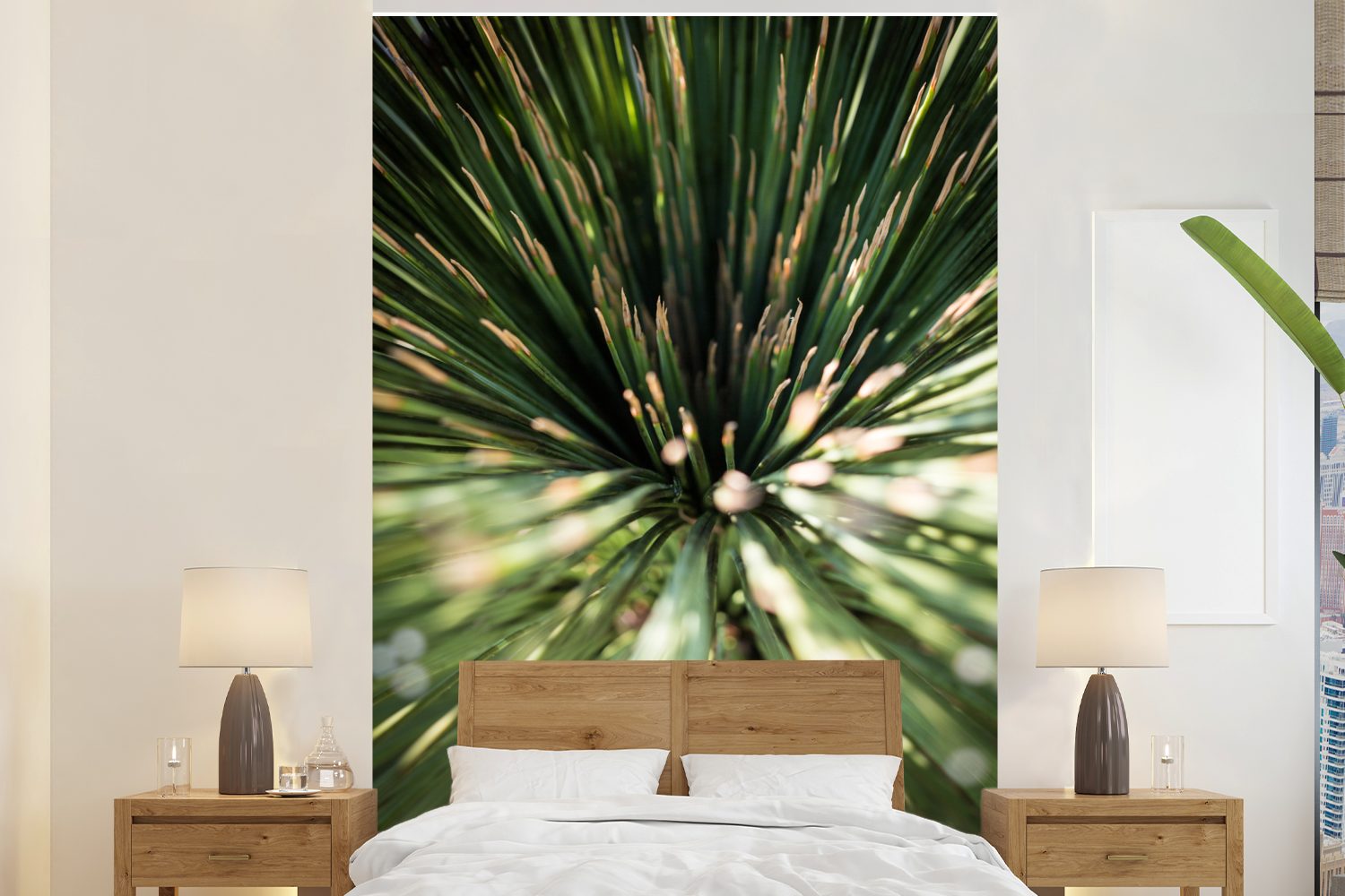 MuchoWow Fototapete Kaktus - Abstrakt - Pflanze, Matt, bedruckt, (3 St), Montagefertig Vinyl Tapete für Wohnzimmer, Wandtapete