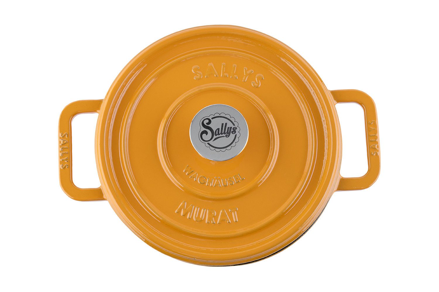 Sallys Bräter Vielseitiger Gusseisentopf Murat, perfekt zum Schmoren & Brotbacken, Vollgusseisen mit hochwertiger Emaille-Beschichtung (inklusive Kochheft, gleichmäßige Wärmeverteilung & ofenfest bis 250 °C), Mittlere Größe – Ø 22 cm / 2,2 l