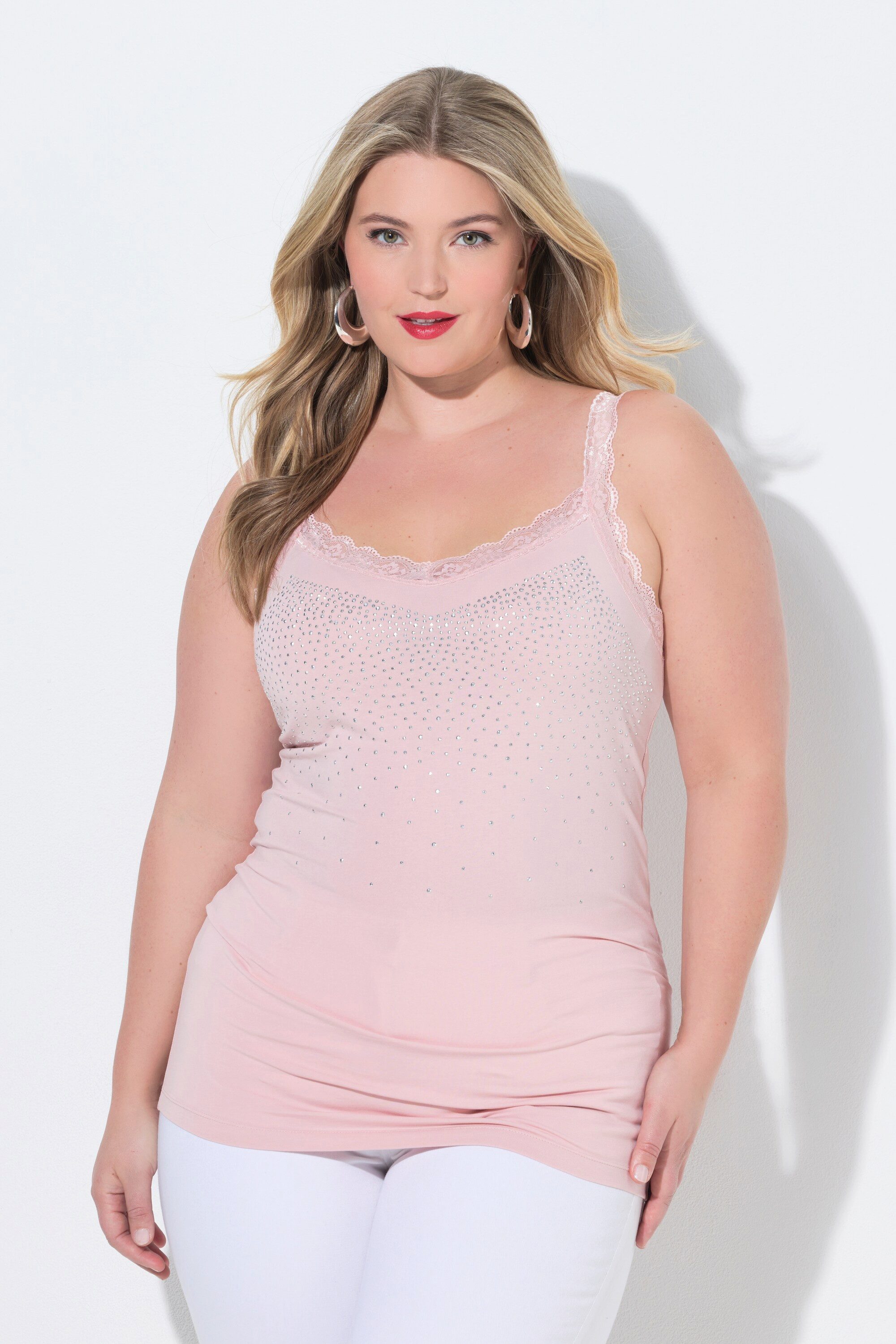 MIAMODA Longtop Top ärmelloser Slim Fit Ziernieten Spitze