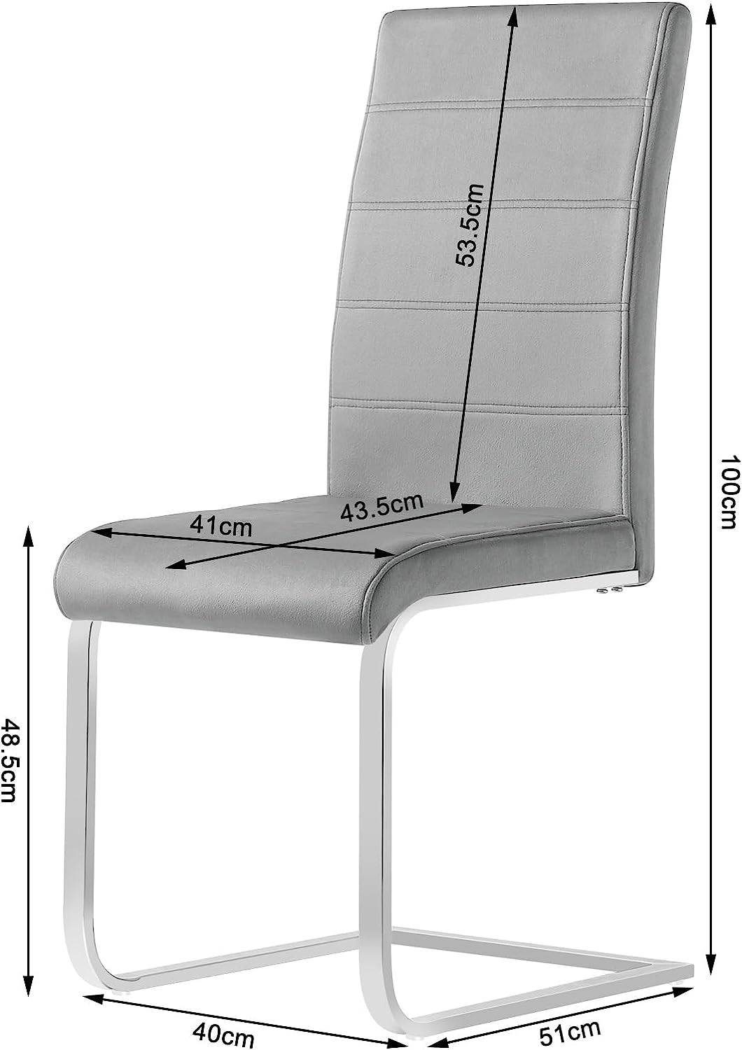 Woltu Freischwinger (Set, 6 St), mit hoher Rückenlehne Samtbezug bis 120kg belastbar