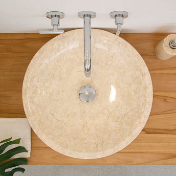 wohnfreuden Aufsatzwaschbecken Marmor - Waschbecken LEMPER poliert 50 cm creme (Kein Set), 6_40194
