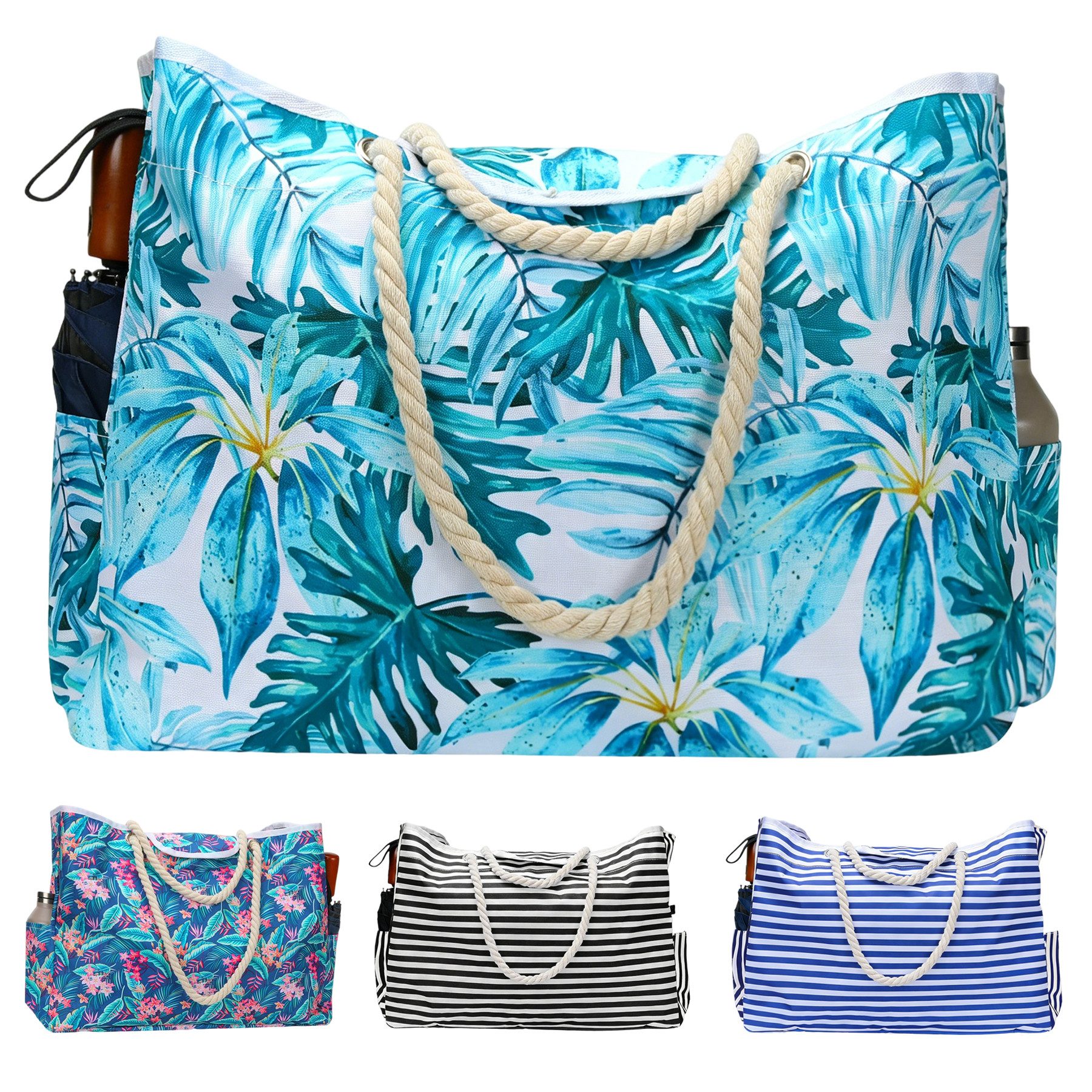 Mutig Strandtasche Große Strandtasche mit Reißverschluss, wasserdicht & sanddicht (Damen Umhängetasche / Tragetasche / Shopper, itness- & Reisetasche für Strand, Pool), Urlaub & Reisen, Familie