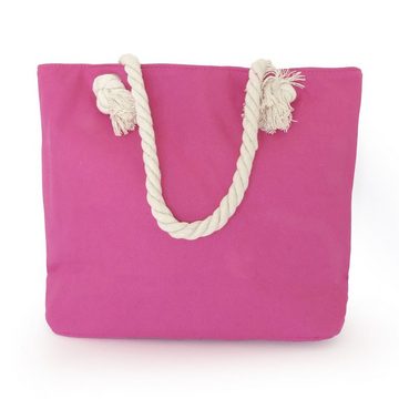 Sonia Originelli Umhängetasche Strandtasche Anker bestickt maritim Seilkordel Shopper pink, kleine Innentasche mit Reißverschluss