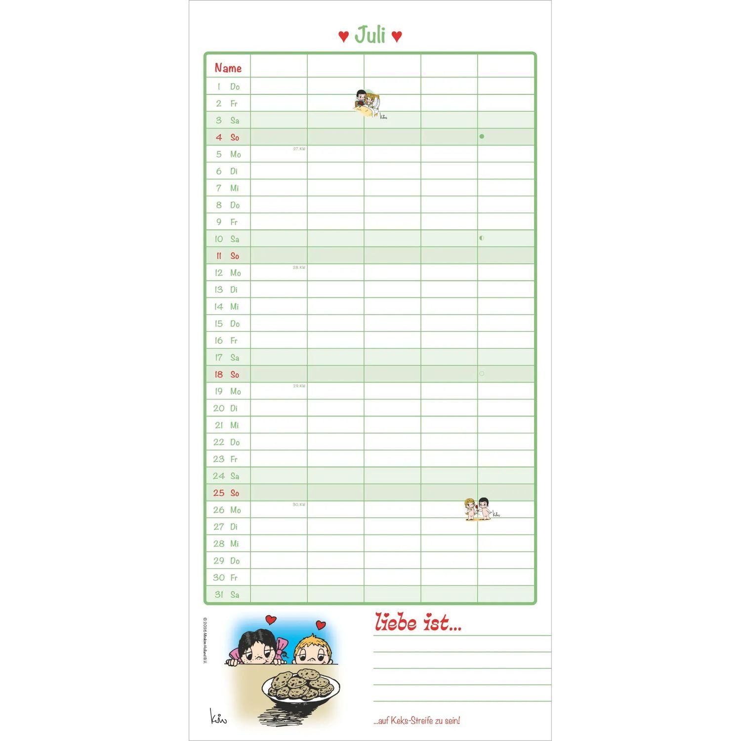 Wandkalender Liebe ist... Familientermine 2027 – Bild 5 von 5