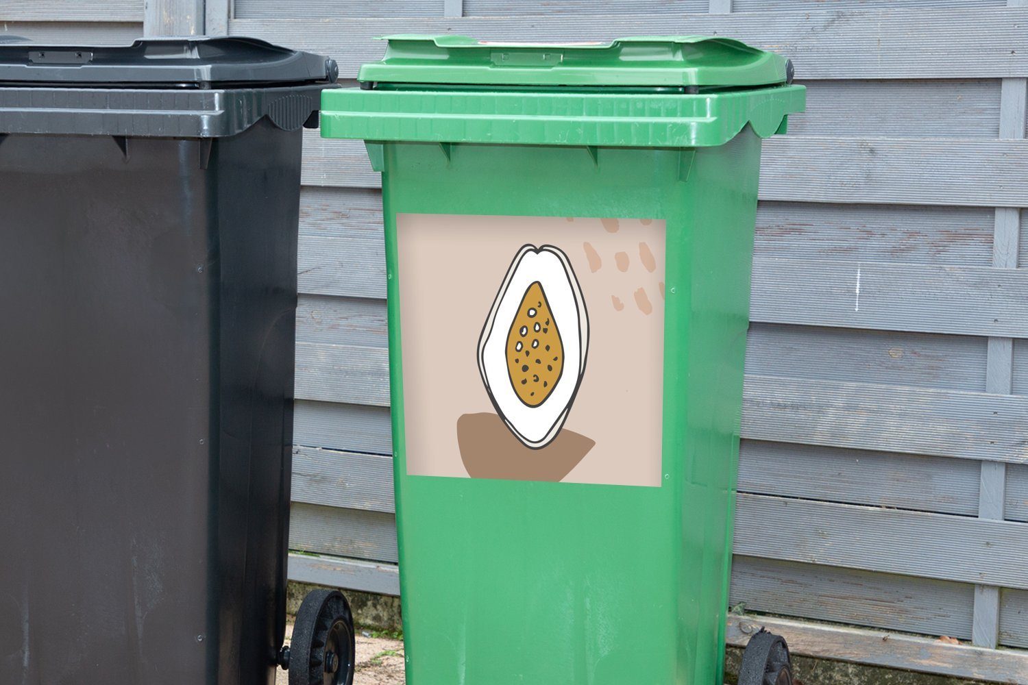 Abfalbehälter MuchoWow Mülltonne, Feige Container, - Sticker, Mülleimer-aufkleber, Grau Wandsticker St), - Sommer (1
