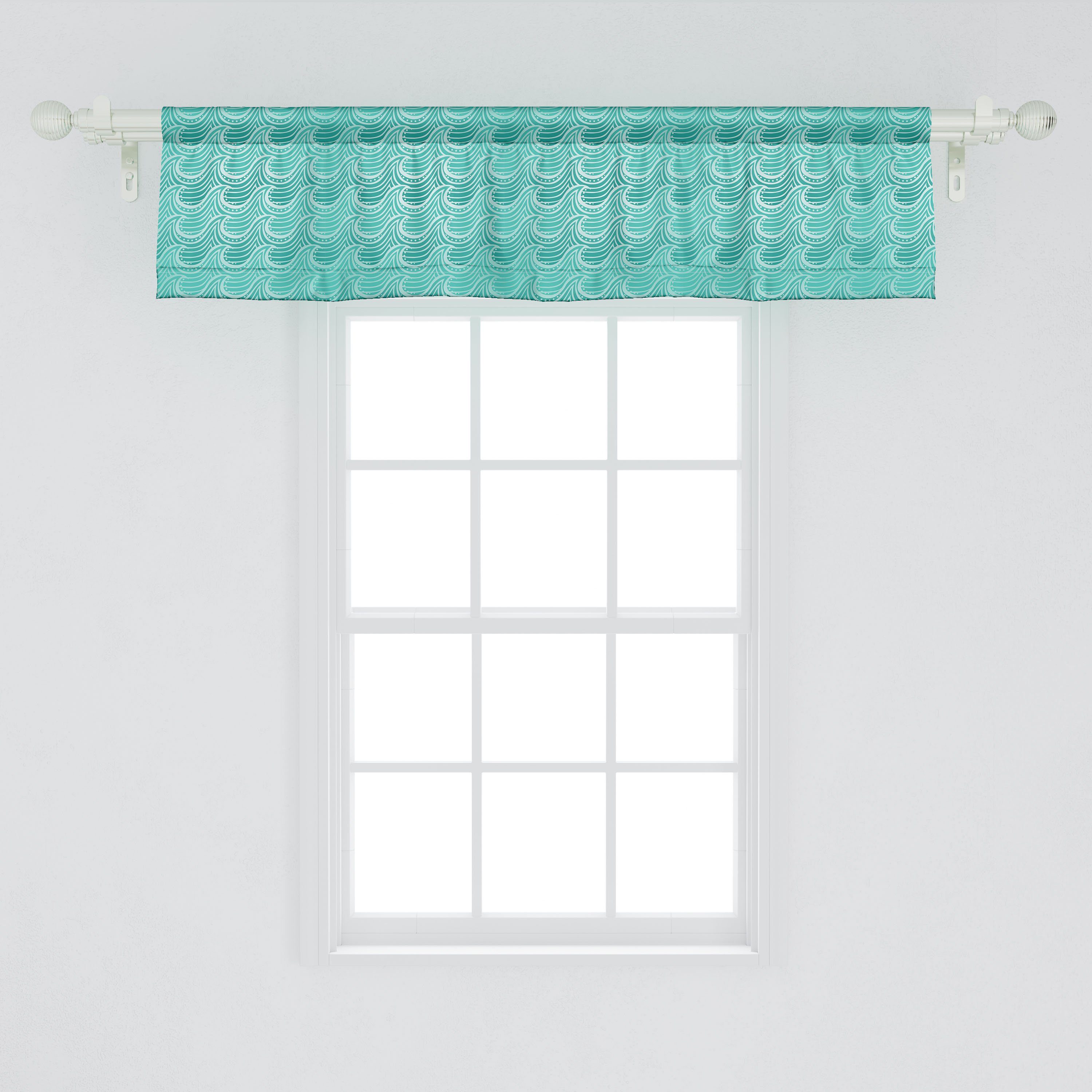 Küche Vorhang Volant Microfaser, Sea für Abakuhaus, Schlafzimmer Stripes Scheibengardine Ozean-Kurven Wellen Art mit Stangentasche, Dekor