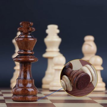 Juoungle Spielesammlung, Holzschachspiel, Faltbares magnetisches Schachspiel Brettspiel