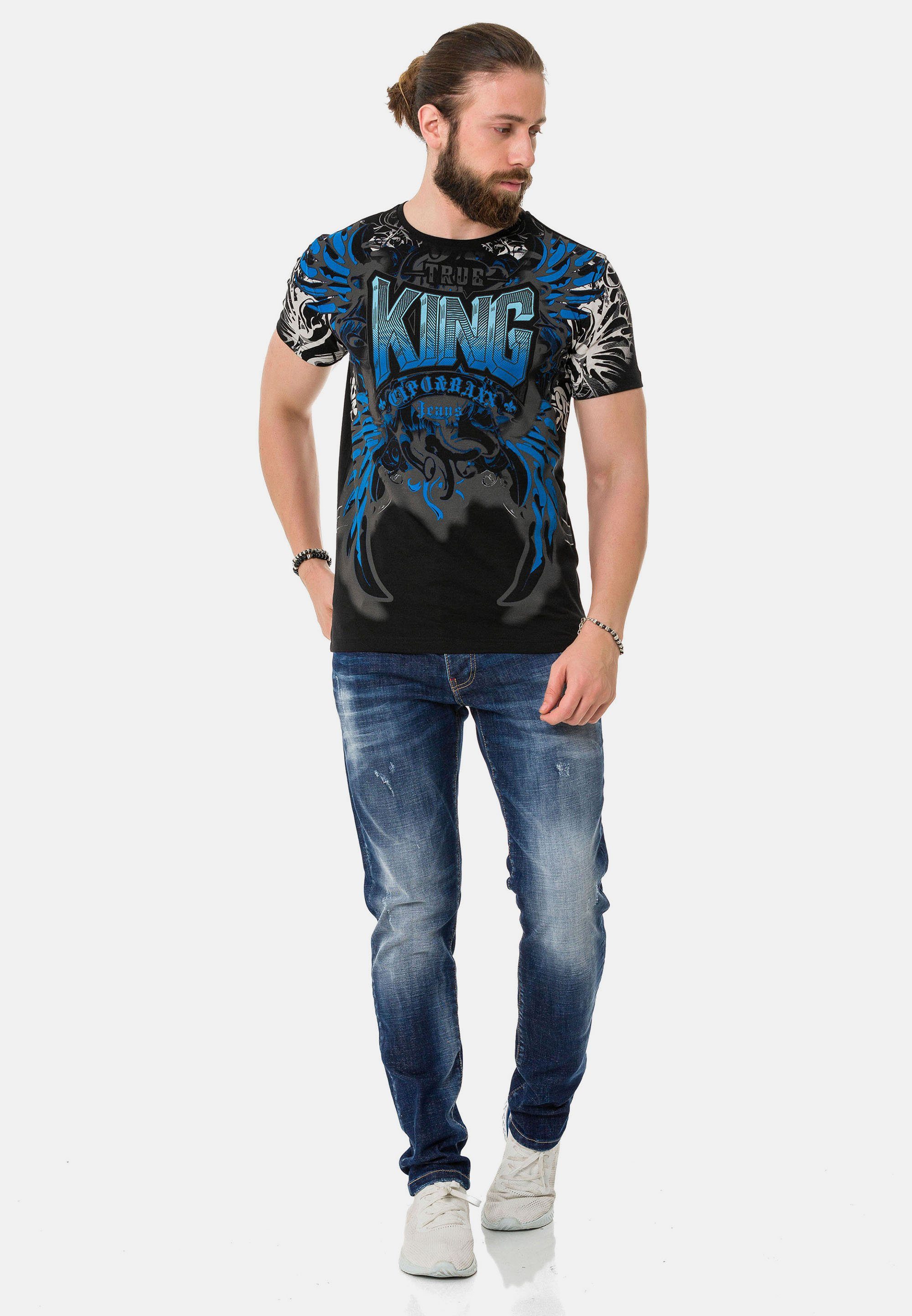 Cipo & Baxx coolem mit T-Shirt schwarz Frontprint