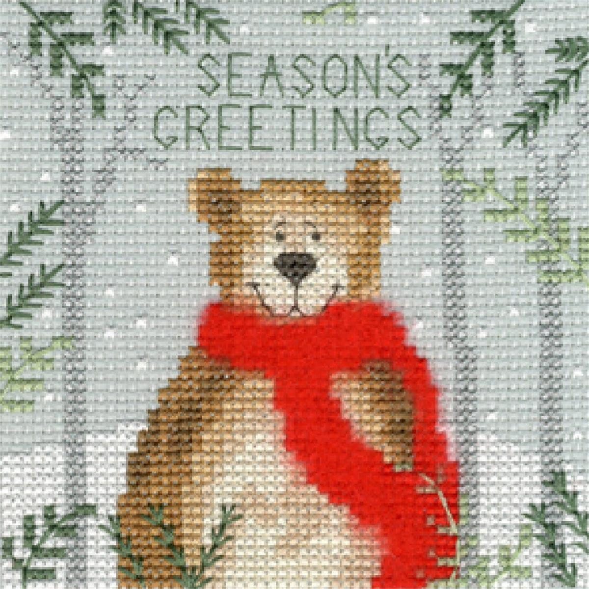 Bothy Threads Kreativset Bothy Threads Grußkarte Kreuzstich-Set "Weihnachtsbär", (embroidery kit by Marussia)