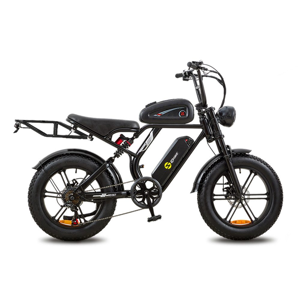 E-Bike Mountainbike H1 Elektrofahrrad für Damen & Herren,48V 15Ah,20-Zoll-Fatbike 7-Gang