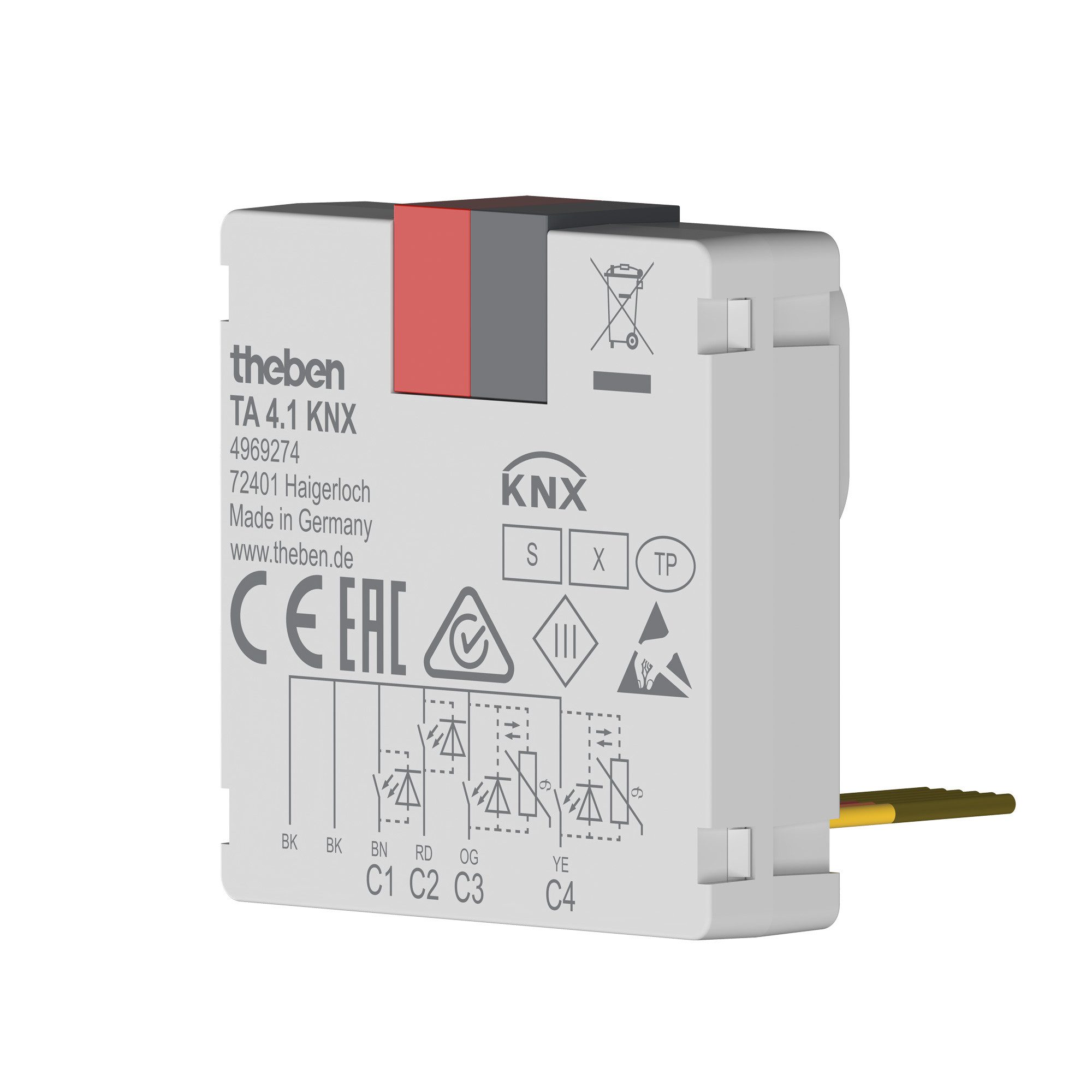 theben TA 4.1 KNX Smart-Home-Steuerelement, 4-fach Binäreingang, KNX TP, Data Secure, 2 NTC, bis 30m