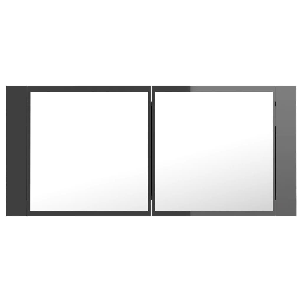 Acryl cm vidaXL Badezimmerspiegelschrank (1-St) Hochglanz-Grau 100x12x45 LED-Bad-Spiegelschrank
