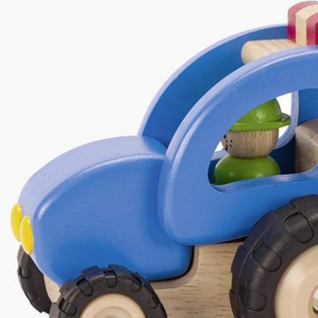 goki Spielzeug-Traktor Traktor Blue, Bestes Massivholz wurde hochwertig verarbeitet