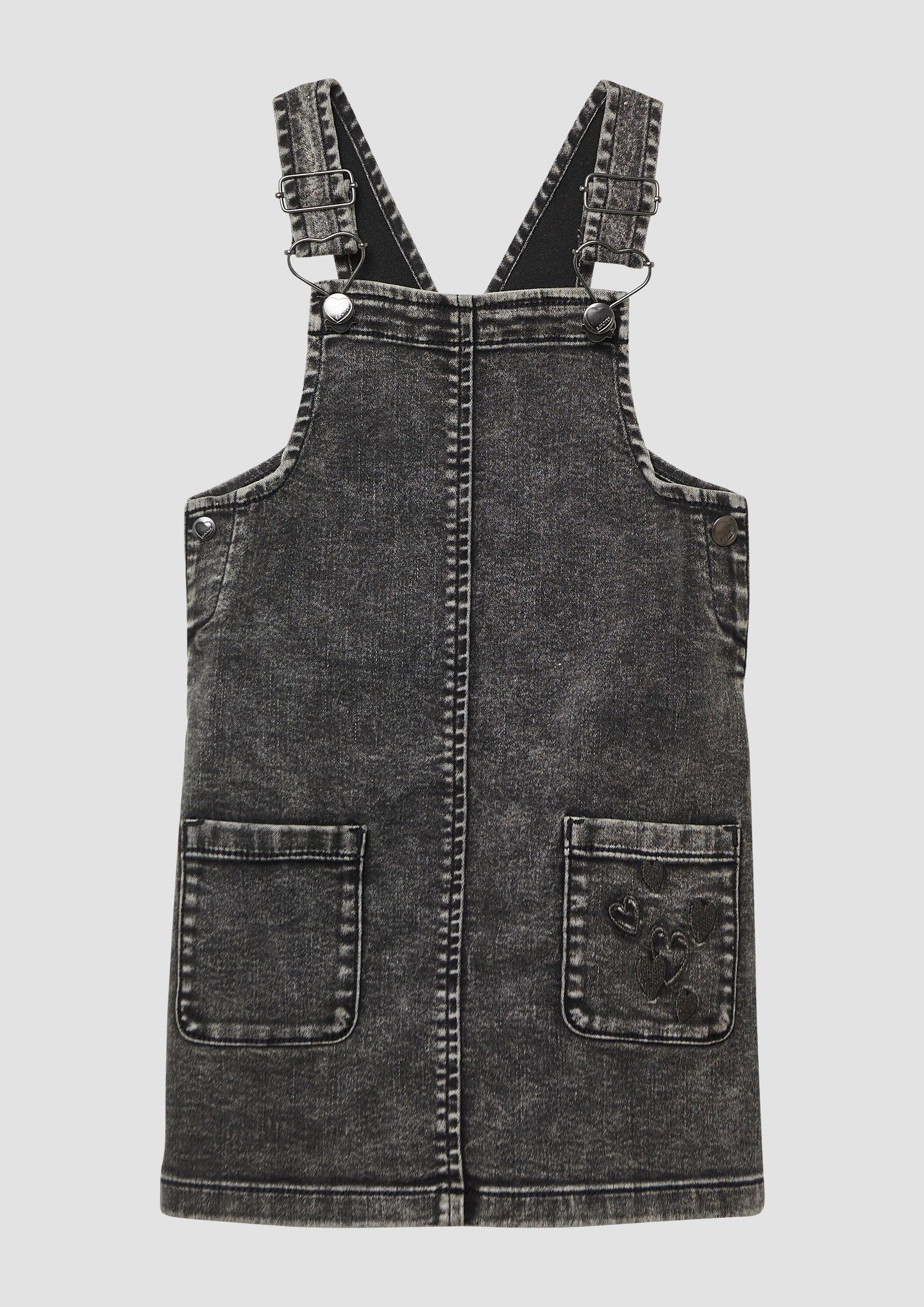 s.Oliver Midikleid Kleid Latzrock aus Denim mit aufgesetzten Taschen und Stickerei