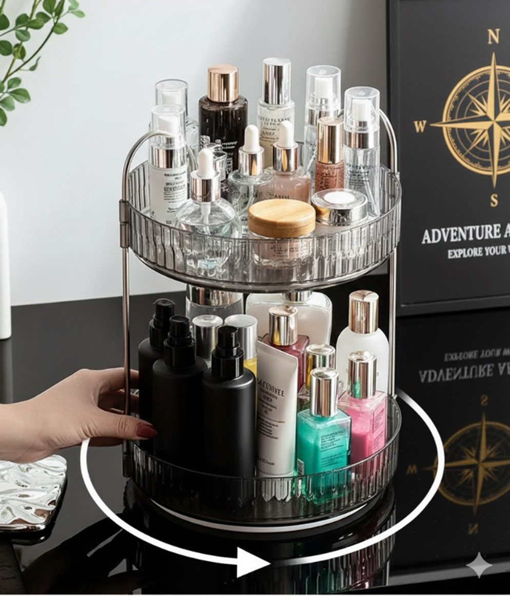 Cheffinger Make-Up Organizer Drehbarer Kosmetik-Organizer - Schminktisch Organizer, 1-tlg., für Make-up & Pflege, 360°-drehbar