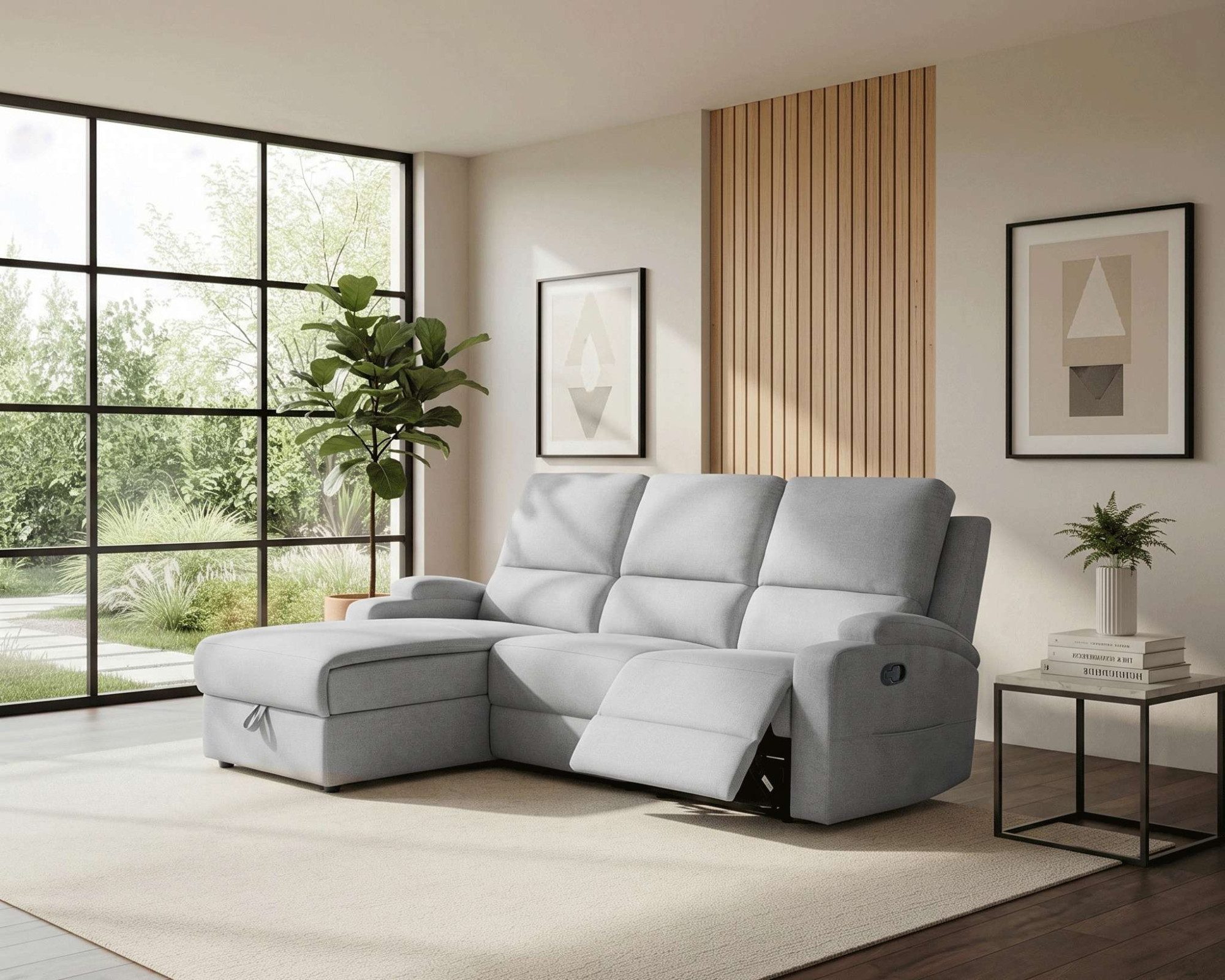 OTTO home Ecksofa NAPORI Struktur-Bezug, L-Form, 210cm, man./elektr. Relaxfunktion, USB-A bei elektr. Variante, Staukasten, Seitentaschen …