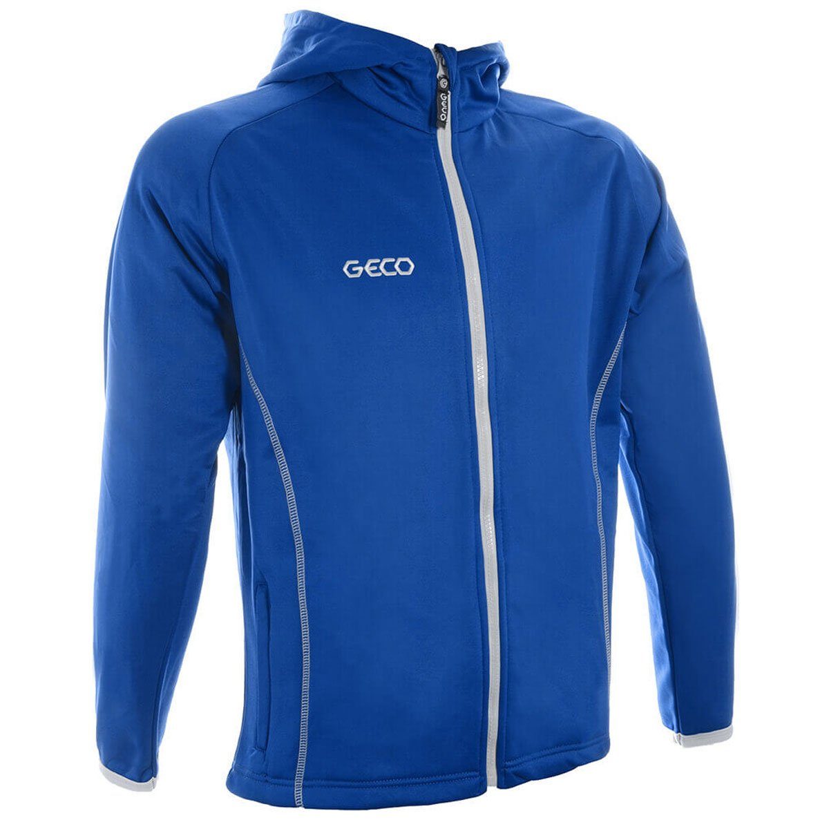 Geco Sportswear Trainingsjacke Geco Trainingsjacke Fußball mit Präsentationsjacke Hurrican blau Kapuze