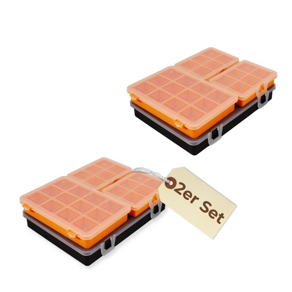 Sortimentskasten 2x Sortimentskasten 4 tlg Set Sortierkasten für Kleinteile Organizer