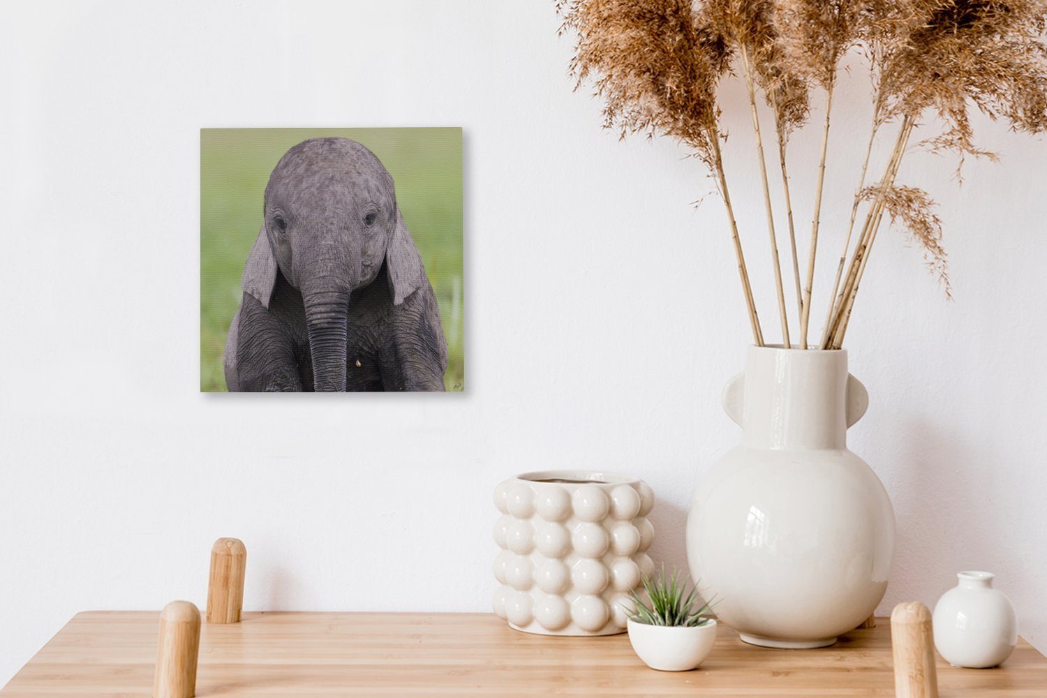Schlafzimmer St), für (1 eines OneMillionCanvasses® Elefantenbabys, Leinwand Wohnzimmer Leinwandbild Bilder Porträt