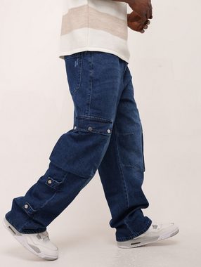 Denim House Cargojeans Baggy Cargo Jeans Loose Fit, Straight Leg Freizeithose Blau W33/L34