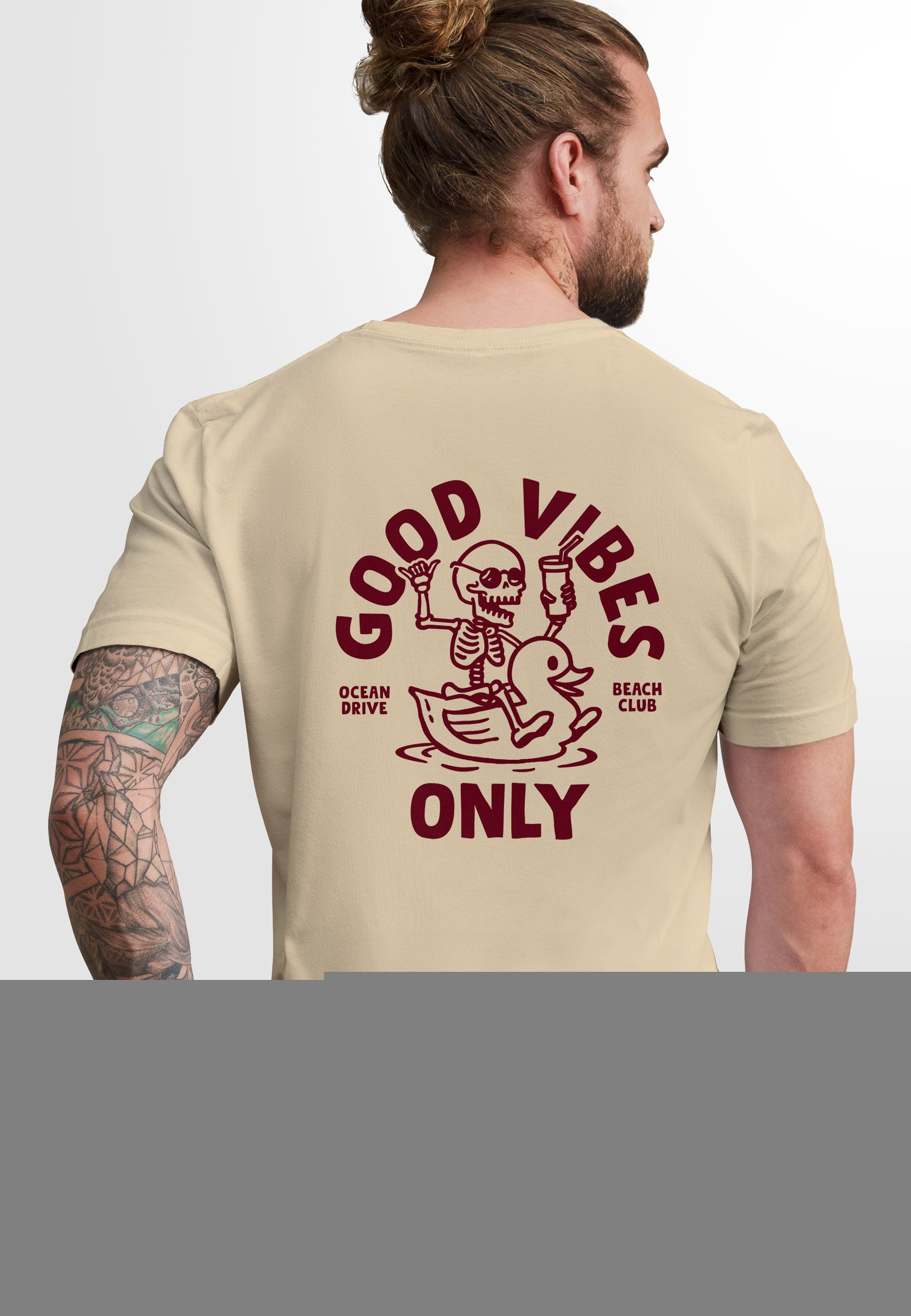 Neverless Print-Shirt Herren T-Shirt Backprint Good Vibes Only Quitsche-Ent günstig online kaufen