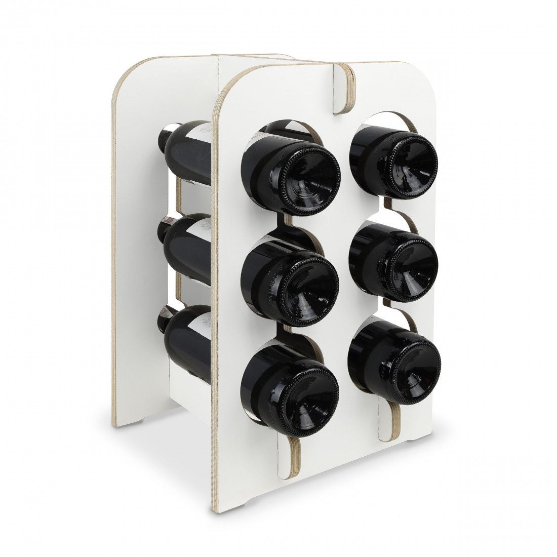 stadtecken Weinregal Modernes Regal aus Holz in Block-Optik für 6 Flaschen, Handgefertigt, Elegantes Design