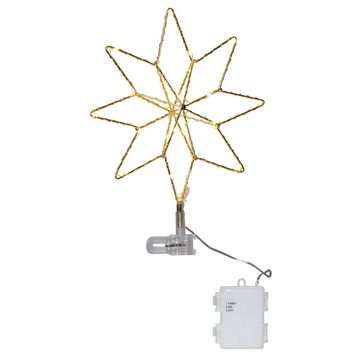 MARELIDA Christbaumspitze LED Baumspitze Stern beleuchtet für Außen Batterie Timer H: 30cm gold
