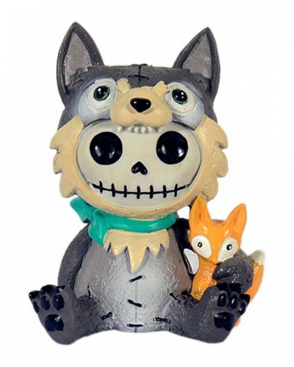 Horror-Shop Dekofigur Kleine Wolfgang Furrybones Figur - Skelettfigur fü