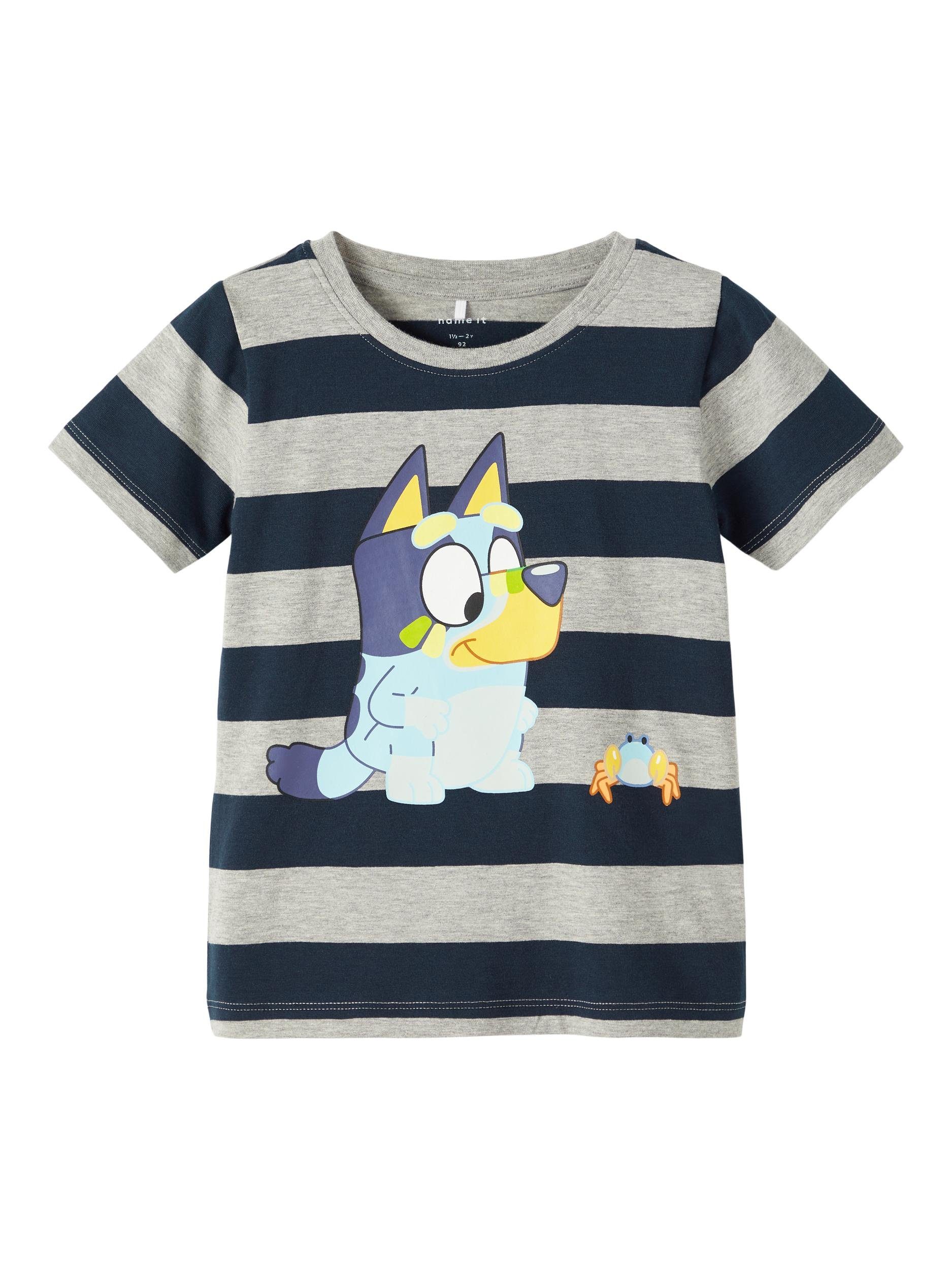 Name It T-Shirt Jungen Kurzarm-Shirt mit Print (1-tlg) mit lizensiertem Print Grey Melange