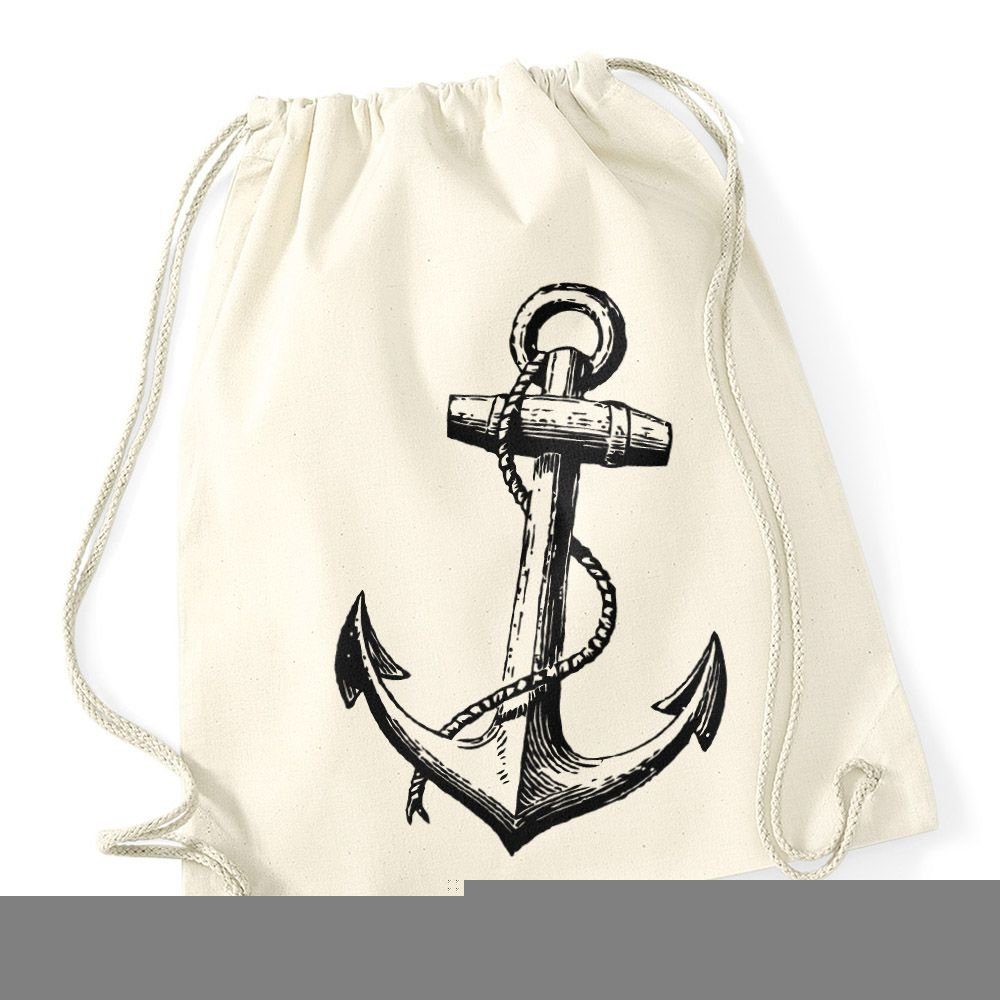 Autiga Turnbeutel Turnbeutel Anker Hipster Beutel Tasche Anchor Jutebeutel Beuteltasche