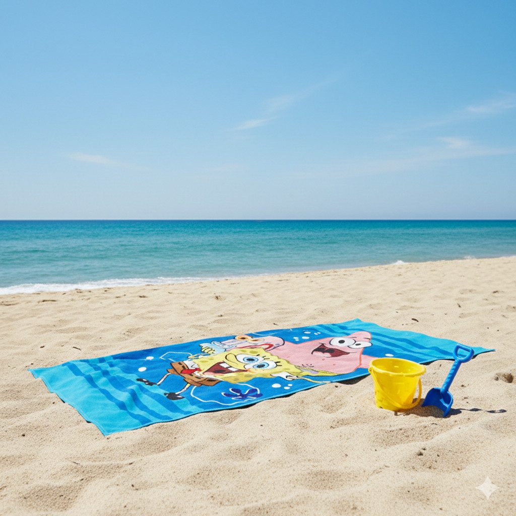 Sponge Bob Strandtuch Spongebob Schwammkopf Mikrofaser Badetuch Strandtuch, 70x140 cm