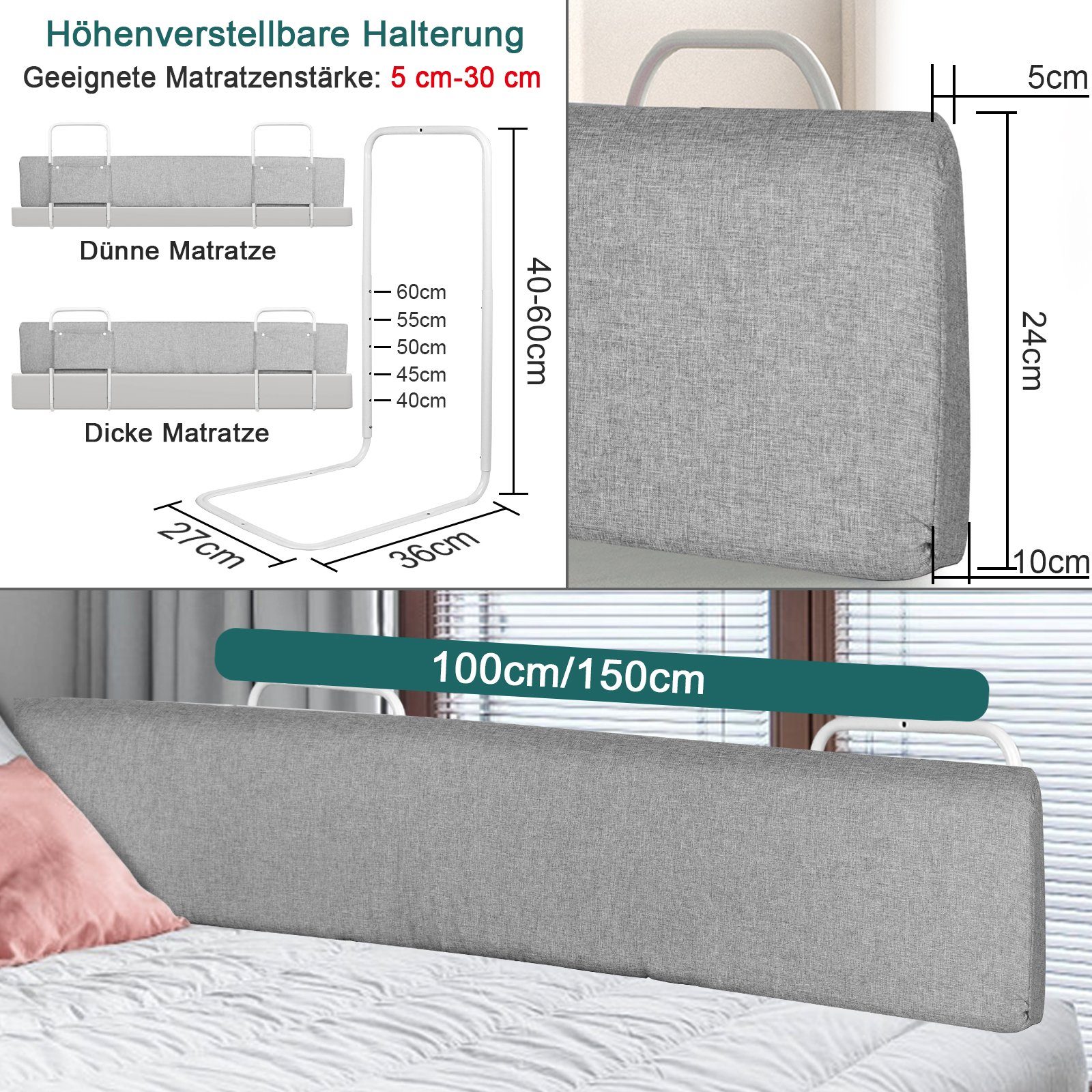 AUFUN Bettschutzgitter Bettkantenschutz für Kinderbett, Bumper Portable Bed
