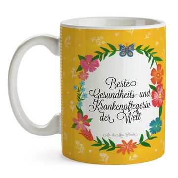 Mr. & Mrs. Panda Tasse Gesundheits- und Krankenpflegerin - Geschenk, Rente, Beruf, Porzellan, Keramik