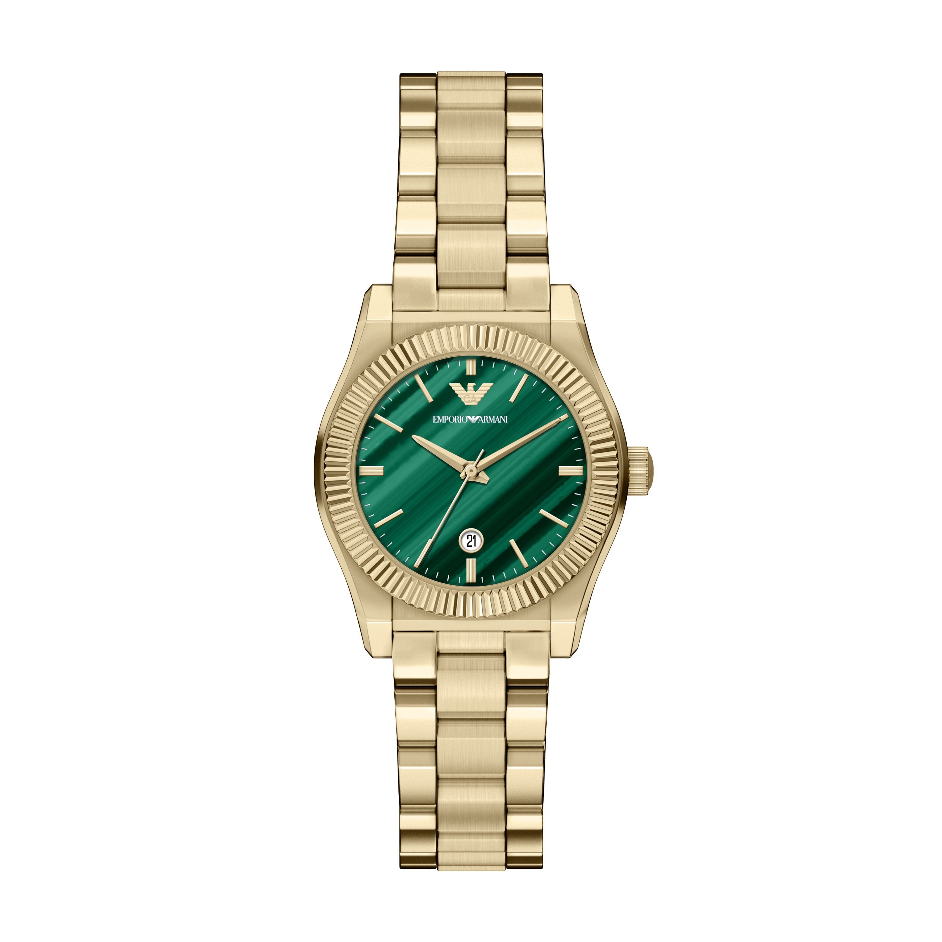 Emporio Armani Quarzuhr AR11761, Armbanduhr, Damenuhr, Edelstahlarmband, analog, Tag, Malachit