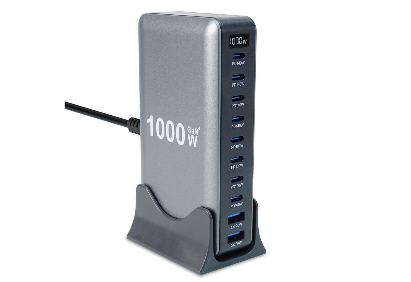 keepdrum keepdrum USB-Schnell-Ladestation GaN10 10 Anschlüsse Ladestation (Desktop-Ladestation, Fast-Charger, Leistungsstarke USB-Ladestation für 10 Geräte)