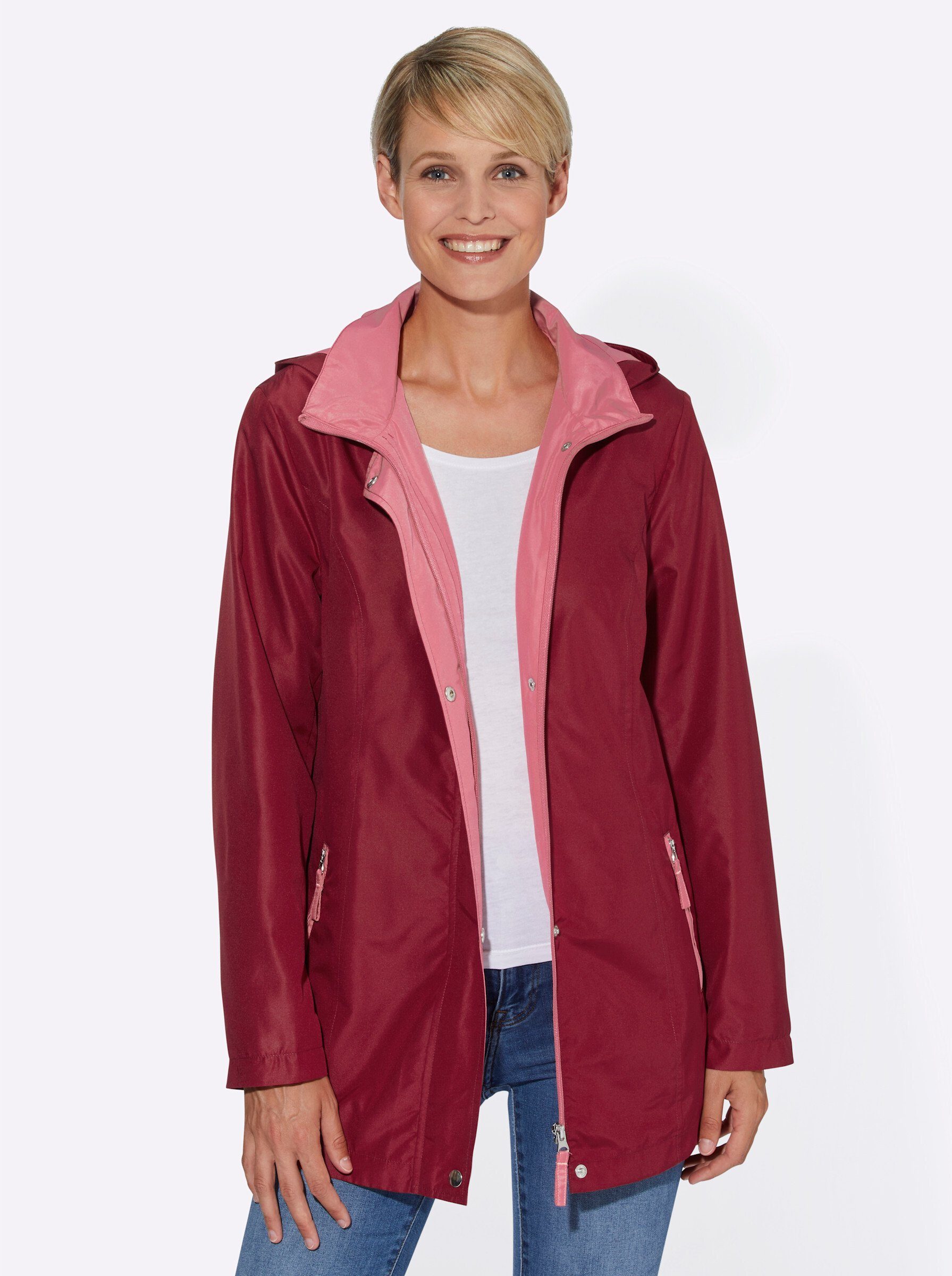 Sieh an! Allwetterjacke kirsche-flamingo