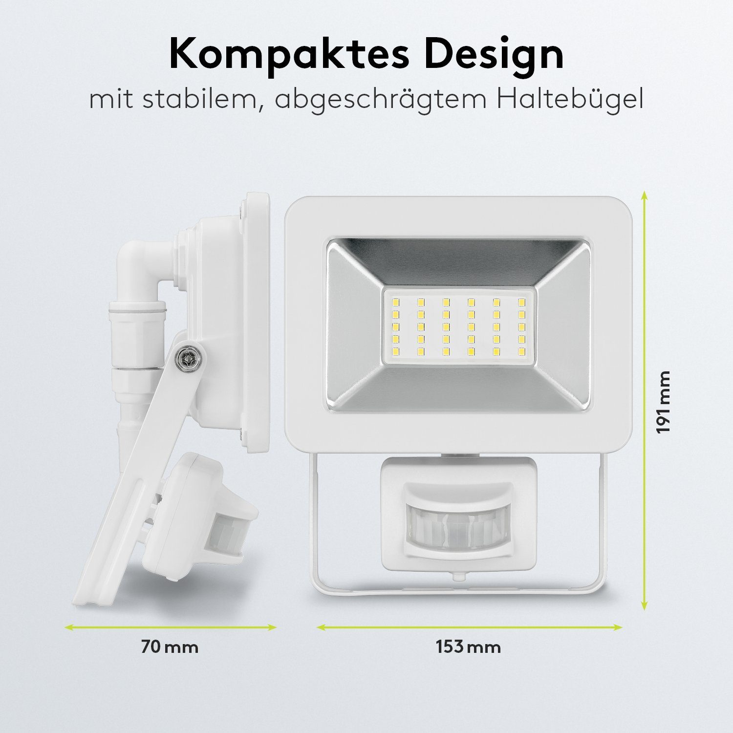 Goobay LED Flutlichtstrahler LED Außenstrahler mit Bewegungsmelder 30 W Scheinwerfer, LED fest integriert, Neutralweiß, 4000 K / 2550 lm / M16 Kabelverschraubung / Weiß