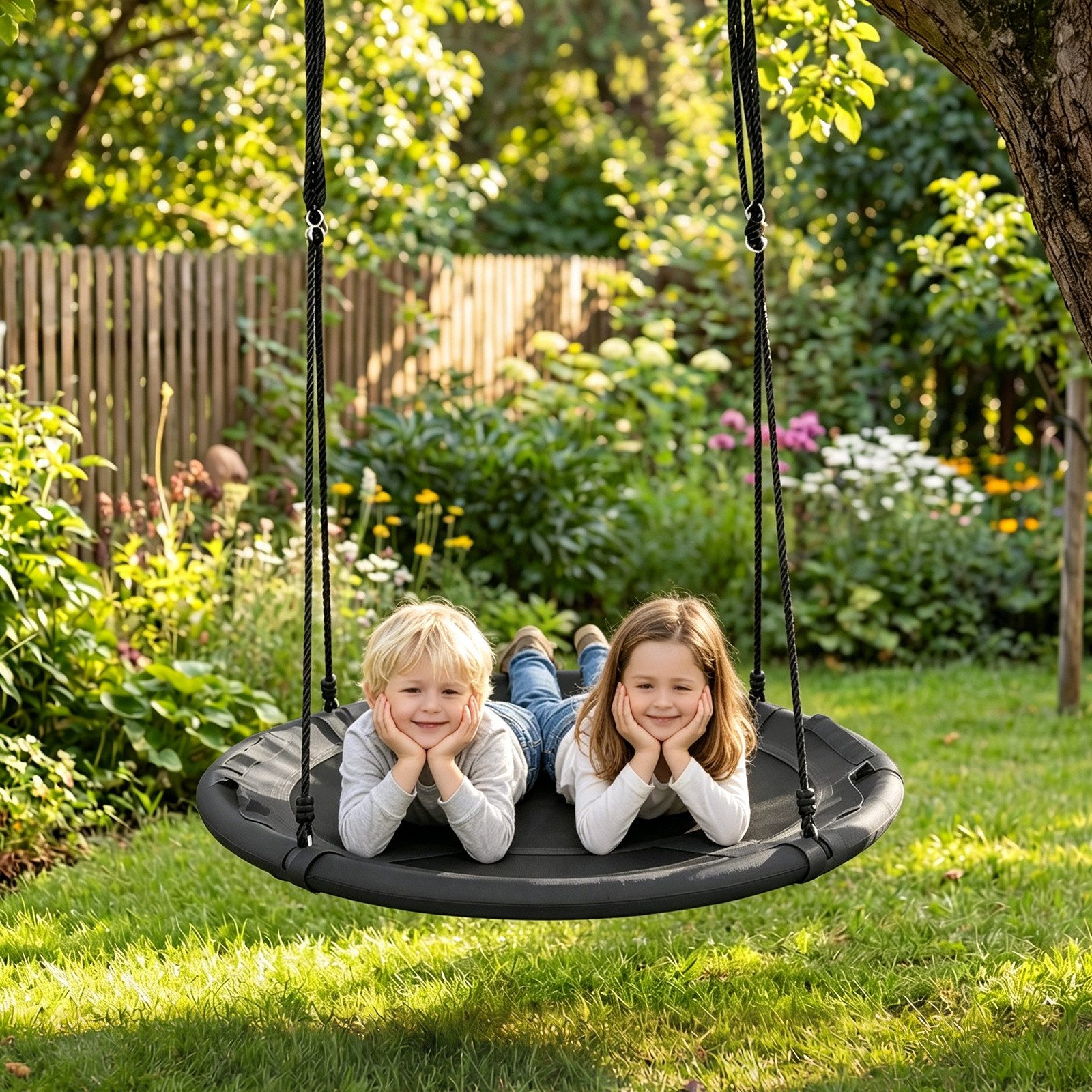 COSTWAY Einzelschaukel, (1-tlg), Nestschaukel, Kinderschaukel mit Kissen & Griffe
