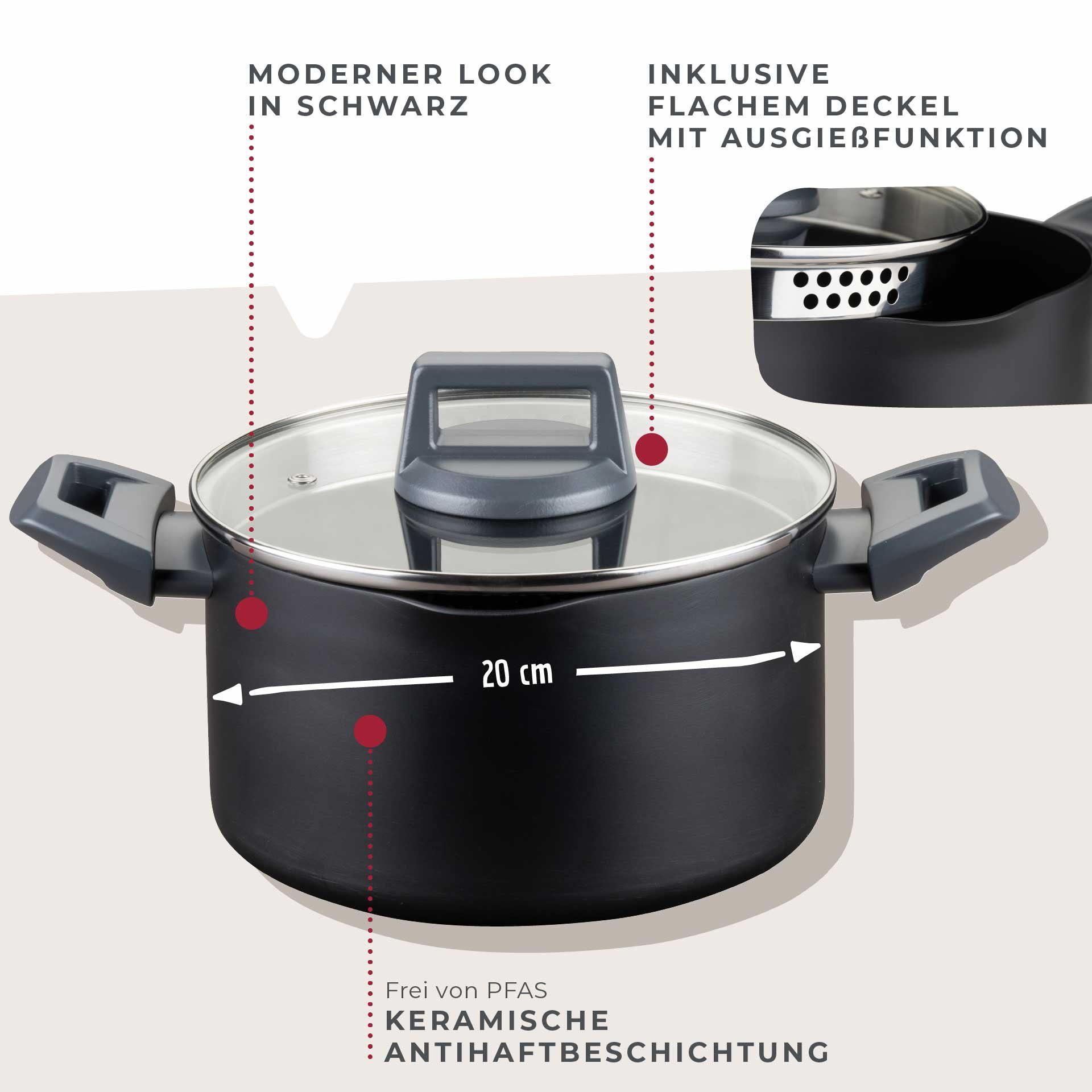 FACKELMANN Kochtopf mit Deckel, Aluminium, Keramikbeschichtung, Bakelitgriff