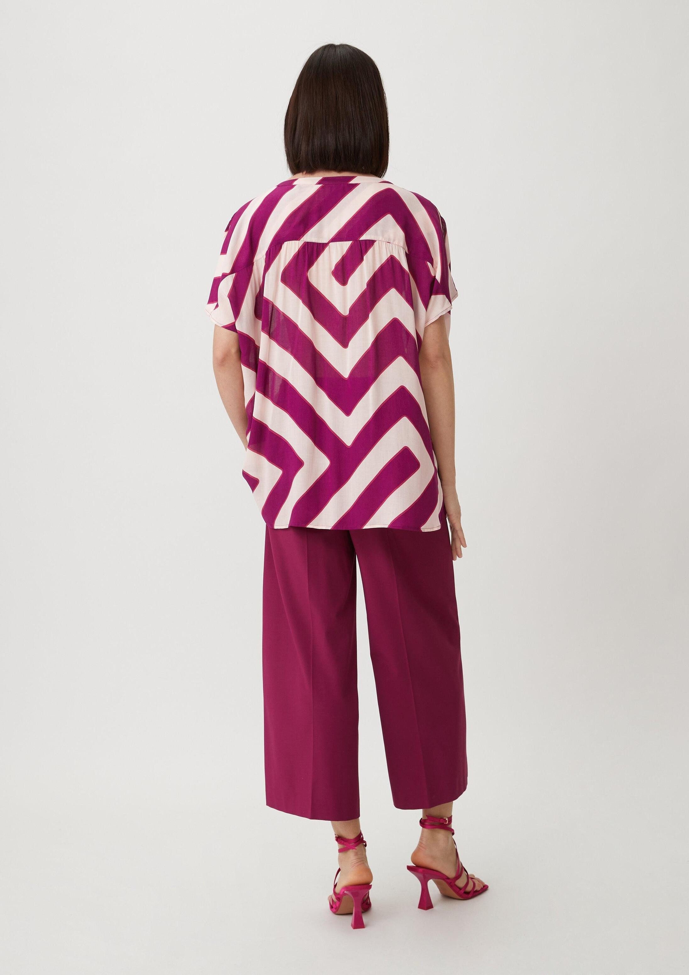 comma Kurzarmbluse Bluse Viskosebluse mit Raffung