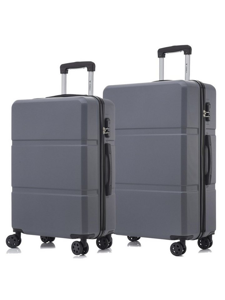YONSLY Kofferset Reisekoffer Set Hartschale ABS, 4 Rollen, (Spar-Set, 2 tlg., Hartschalen Trolley Set), Wasserabweisend Stoßfest Robust