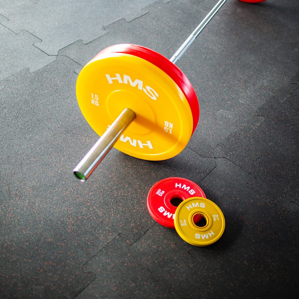HMS Gewichtsscheibe 2 x 5 kg Olympische Hantelscheiben, (Spar-Set, 2-tlg., Langlebigkeit), feuchtigkeitsresistent und bodenschonend für langlebiges Training