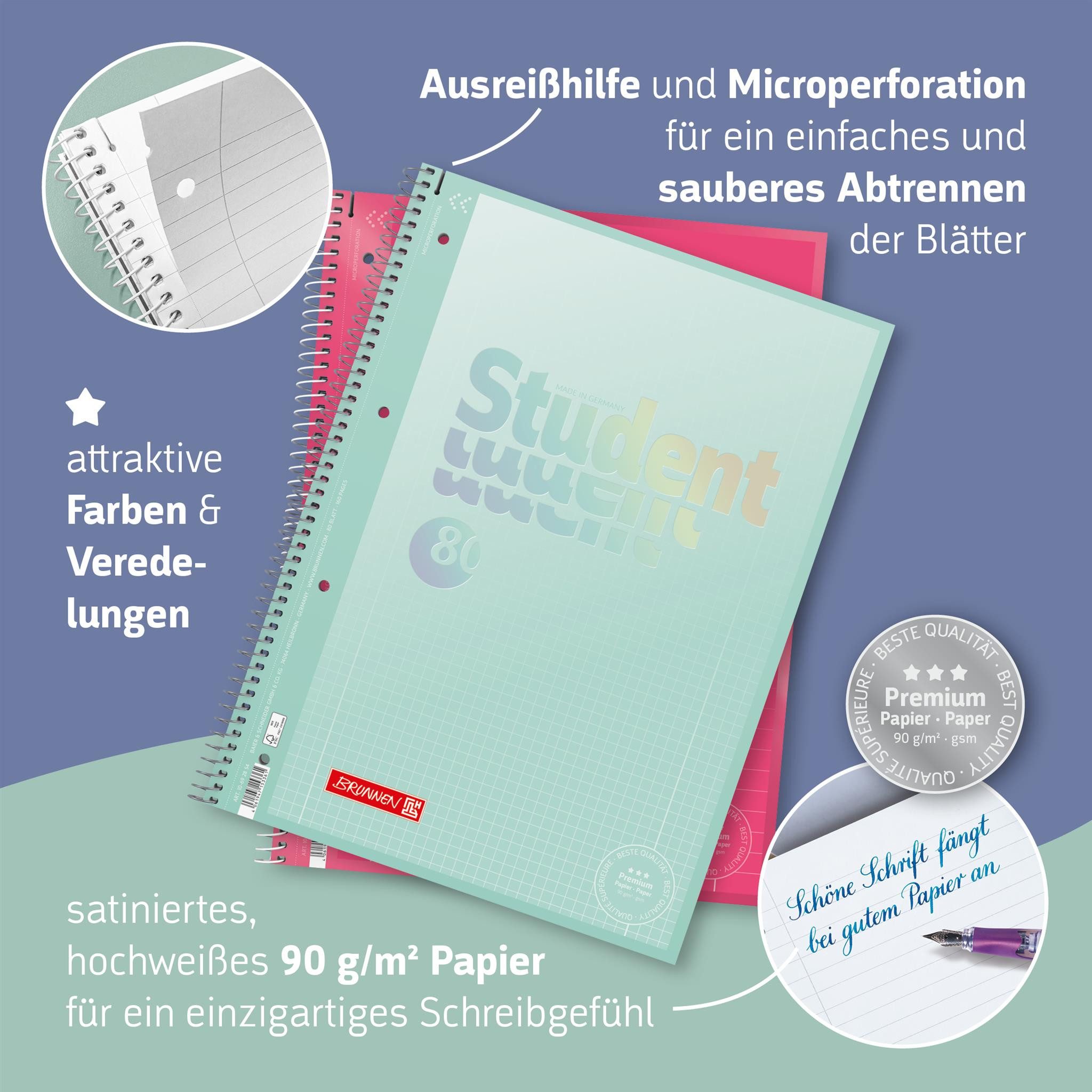 BRUNNEN Collegeblock Collegebl A4 Lin28 denim