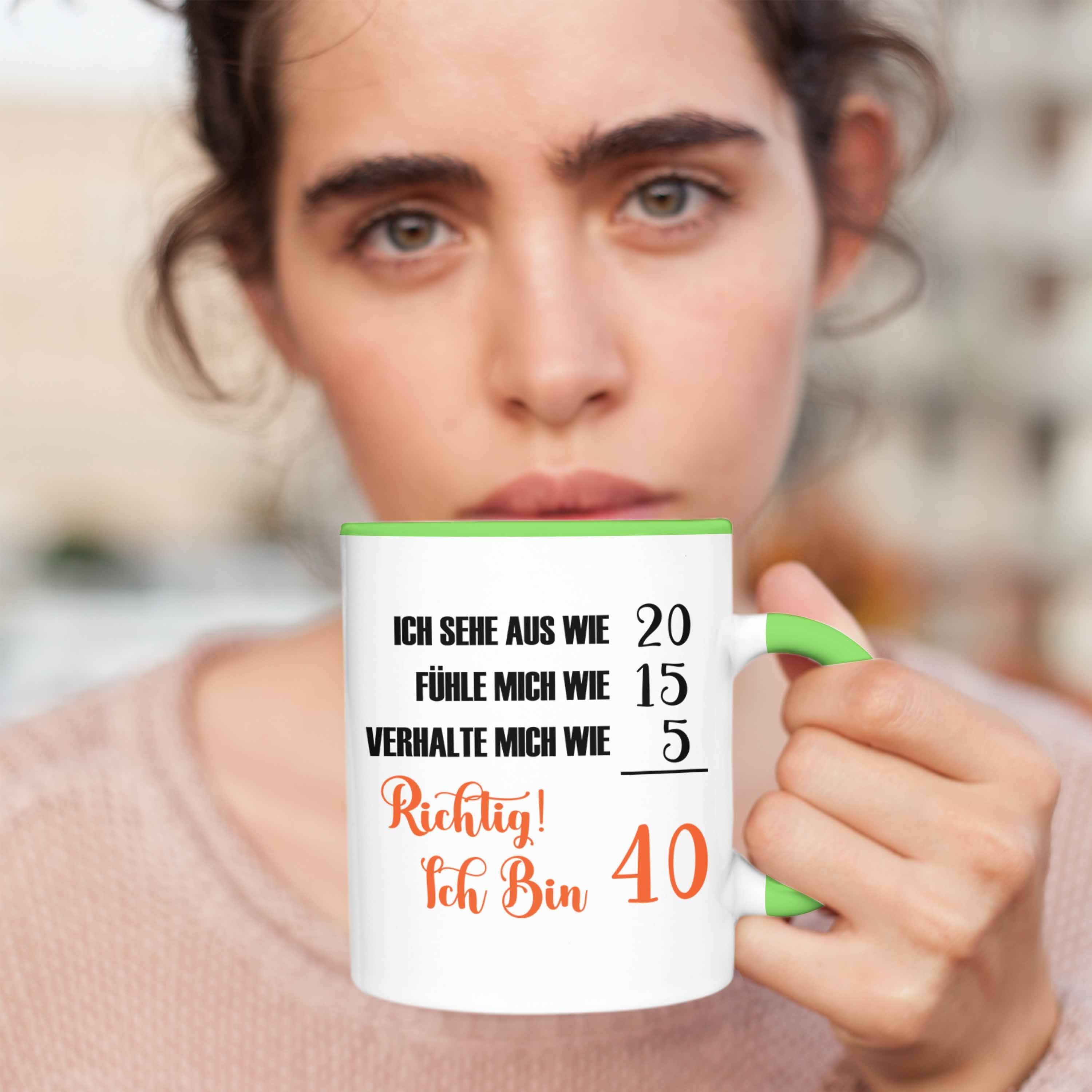 Frauen Tasse Geburtstag Tasse Lustiges 40er B Grün Day 40. Geschenk Trendation